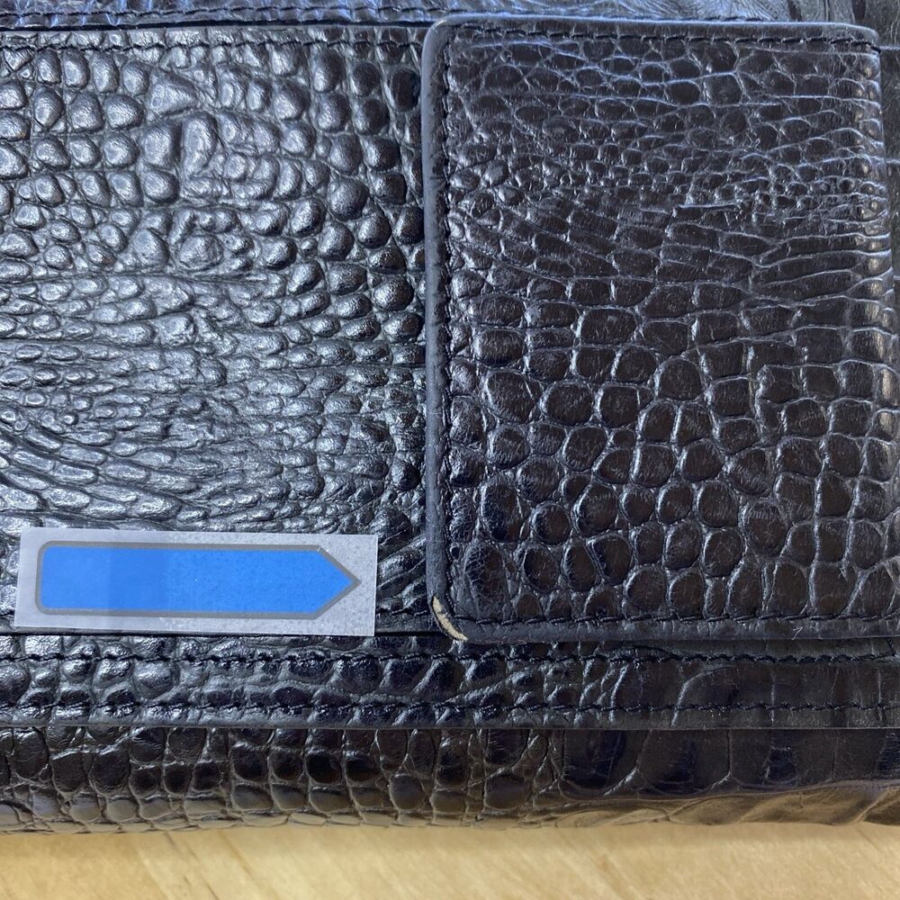 VTG Brighton Black Croc Leather Crossbody Clutch Purse Organizer Wallet Vintages - Picture 9 of 14
